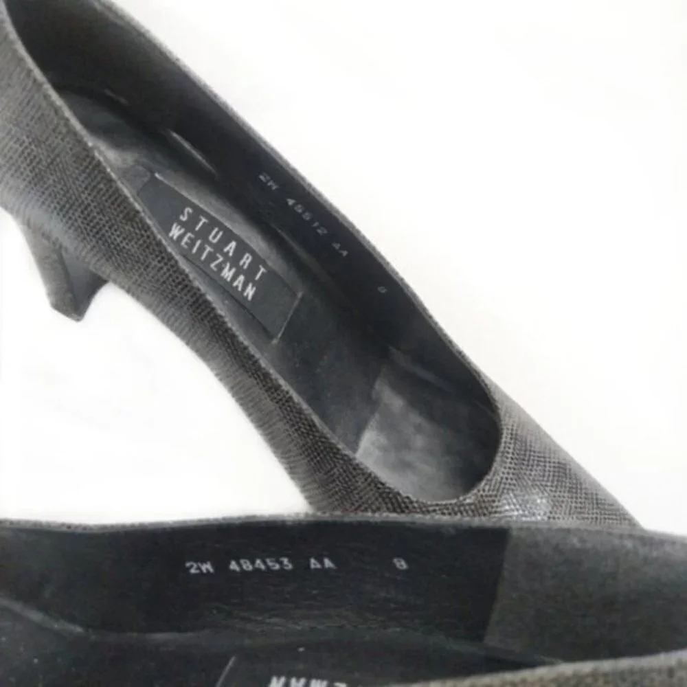 Stuart Weitzman Snake Print Gray Heels 8 AA